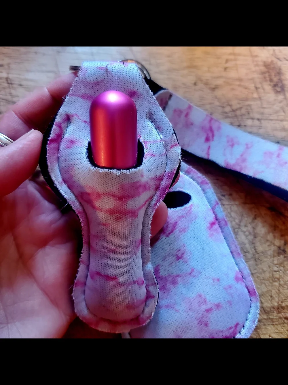 Womens Pink Marble Neoprene Keychain Accessory Holder